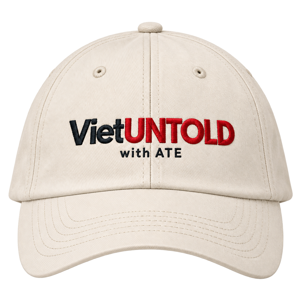 Cream VietUntold cap with “with ATE” embroidery